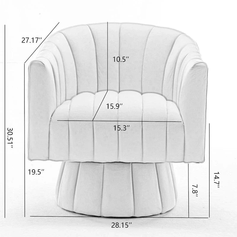SEYNAR Contemporary Glam Velvet Round Swivel Accent Barrel Chair for Living Room 4