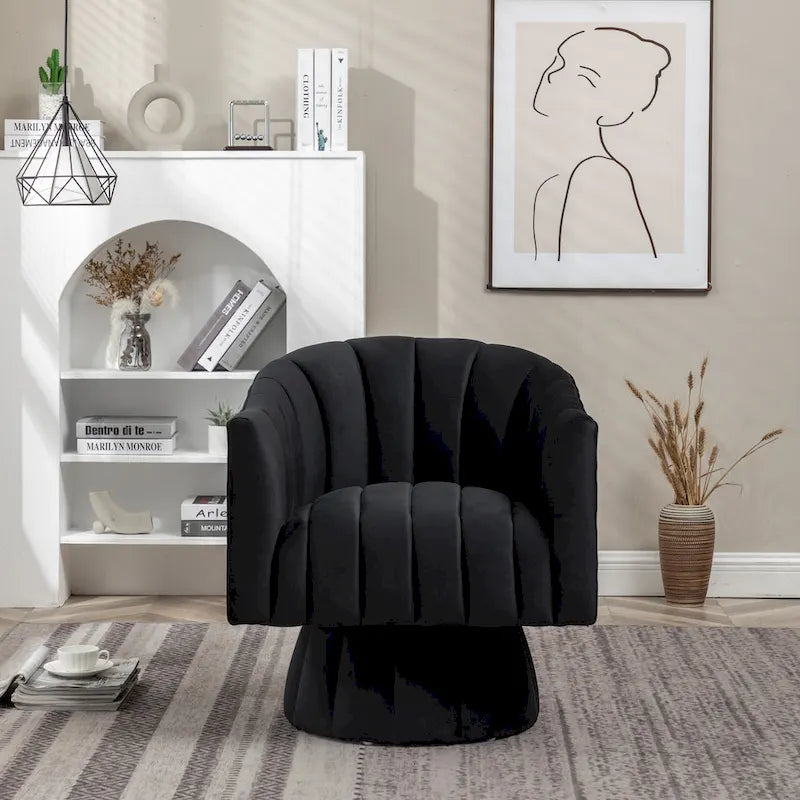 SEYNAR Contemporary Glam Velvet Round Swivel Accent Barrel Chair for Living Room 5