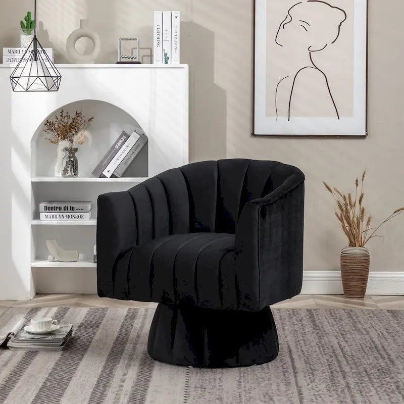SEYNAR Contemporary Glam Velvet Round Swivel Accent Barrel Chair for Living Room 6
