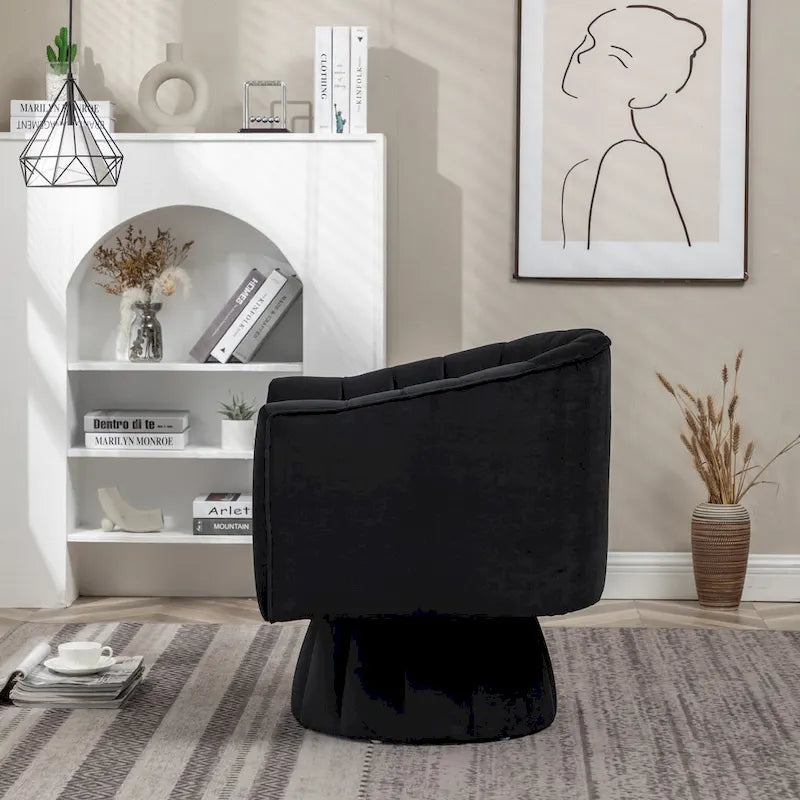 SEYNAR Contemporary Glam Velvet Round Swivel Accent Barrel Chair for Living Room 7