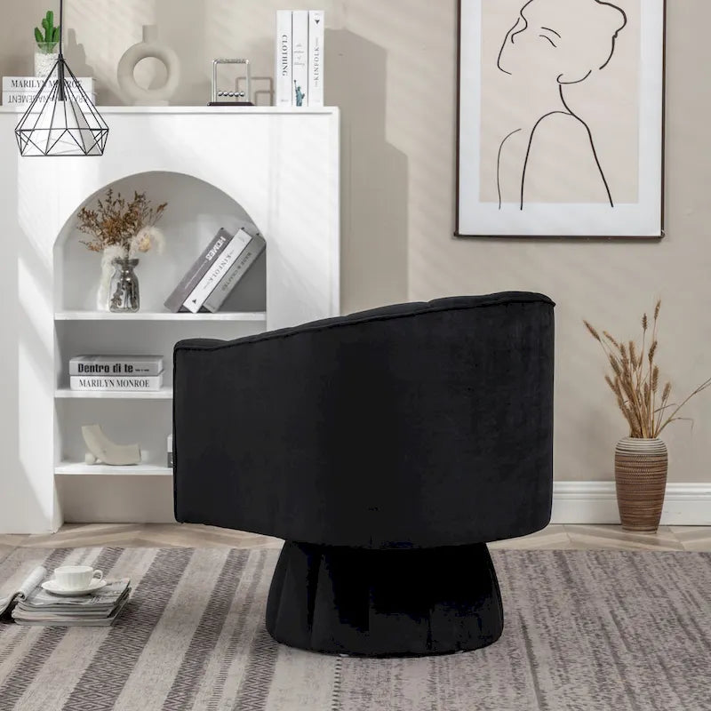 SEYNAR Contemporary Glam Velvet Round Swivel Accent Barrel Chair for Living Room 8