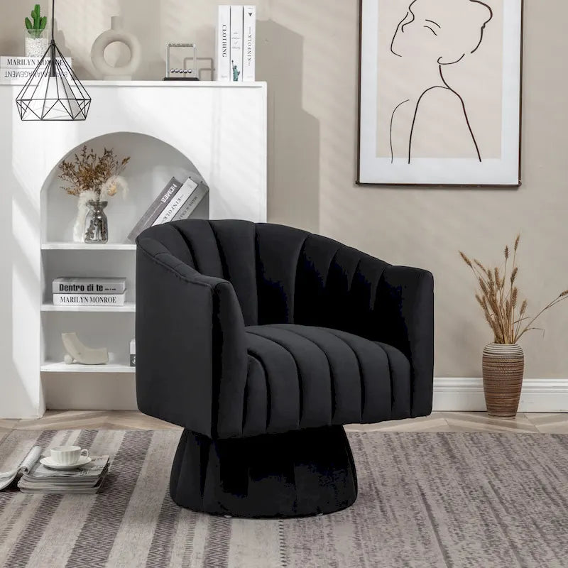 SEYNAR Contemporary Glam Velvet Round Swivel Accent Barrel Chair for Living Room 10