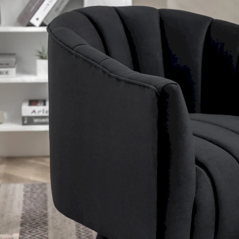 SEYNAR Contemporary Glam Velvet Round Swivel Accent Barrel Chair for Living Room 15