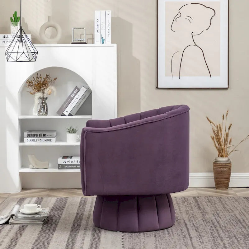 SEYNAR Contemporary Glam Velvet Round Swivel Accent Barrel Chair for Living Room 20