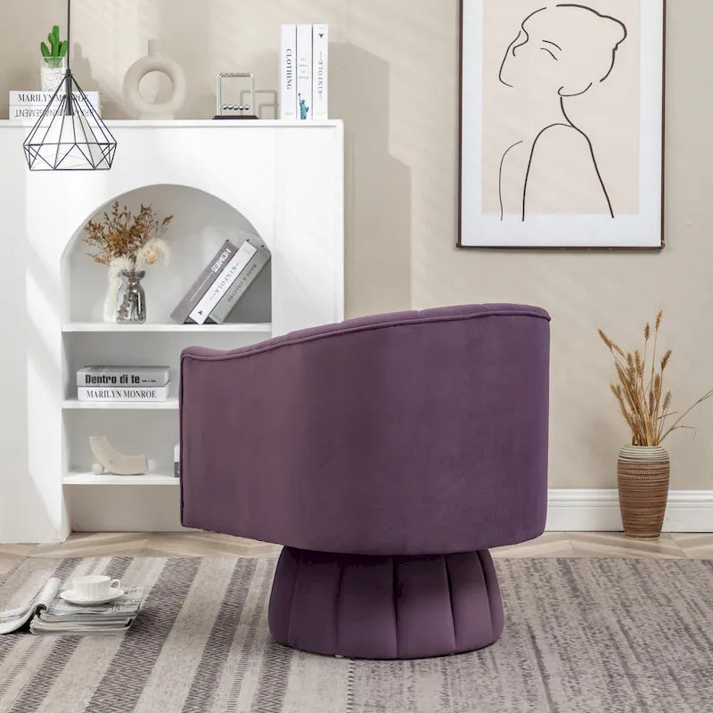 SEYNAR Contemporary Glam Velvet Round Swivel Accent Barrel Chair for Living Room 21