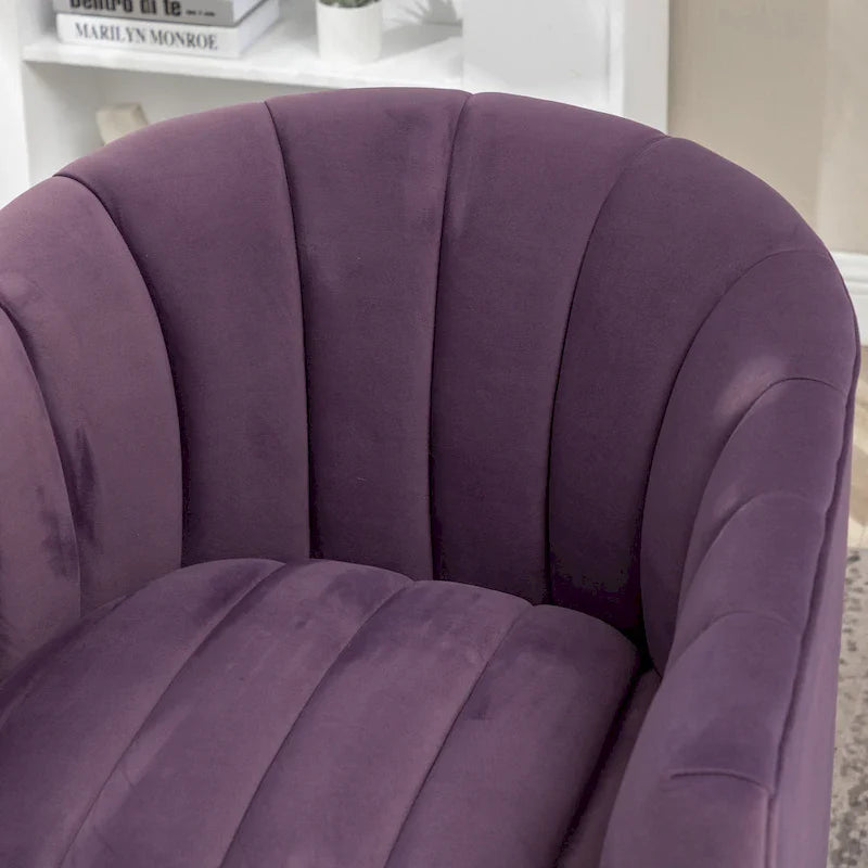 SEYNAR Contemporary Glam Velvet Round Swivel Accent Barrel Chair for Living Room 24