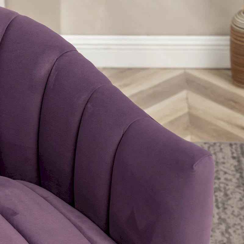 SEYNAR Contemporary Glam Velvet Round Swivel Accent Barrel Chair for Living Room 26