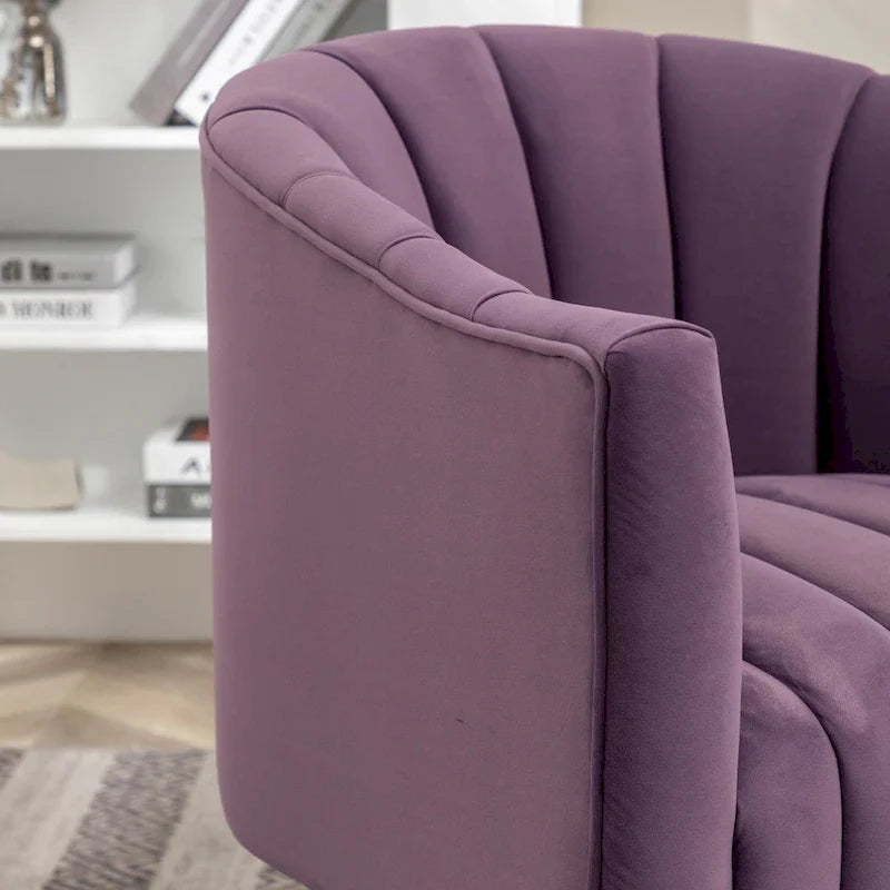 SEYNAR Contemporary Glam Velvet Round Swivel Accent Barrel Chair for Living Room 27