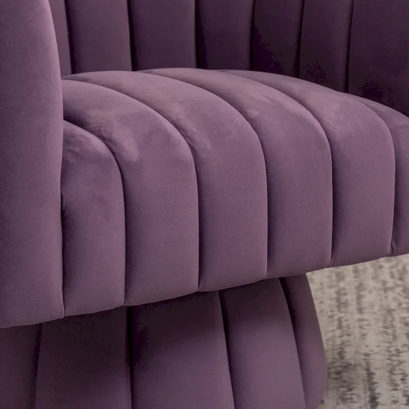 SEYNAR Contemporary Glam Velvet Round Swivel Accent Barrel Chair for Living Room 29