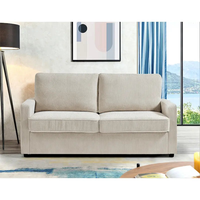 Manchester 70-Inch Square Arm Sofa Bed in Polyester Corduroy 3
