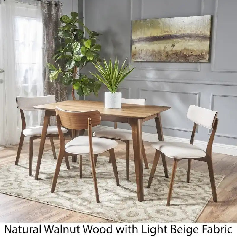 Megann Mid-Century 5-Piece Rectangular Wood Dining Set by Christopher Knight Home 15