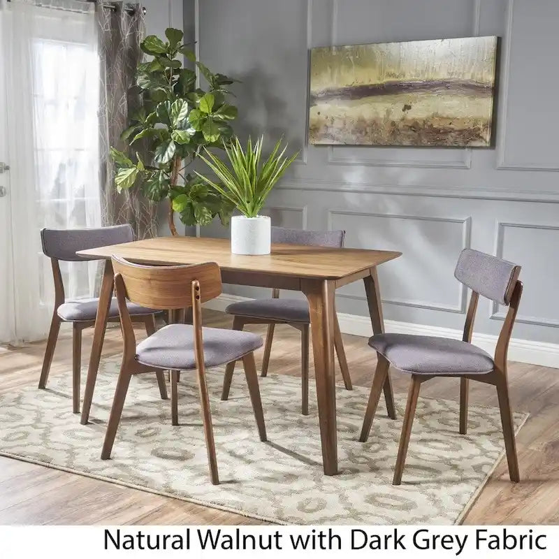Megann Mid-Century 5-Piece Rectangular Wood Dining Set by Christopher Knight Home 17
