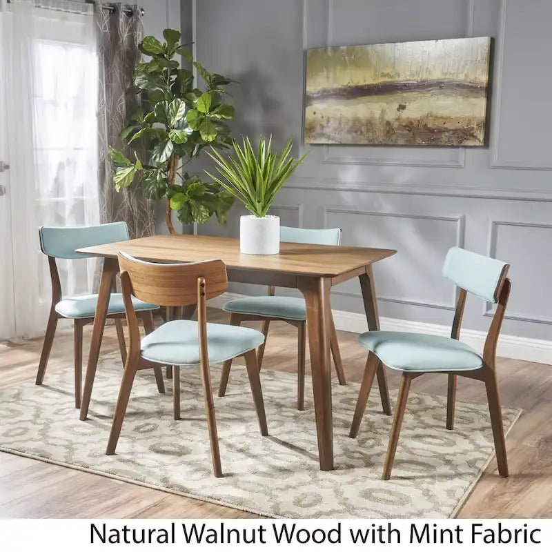 Megann Mid-Century 5-Piece Rectangular Wood Dining Set by Christopher Knight Home 2