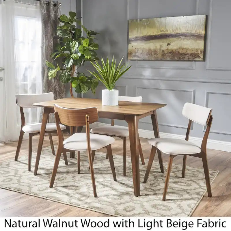 Megann Mid-Century 5-Piece Rectangular Wood Dining Set by Christopher Knight Home 3