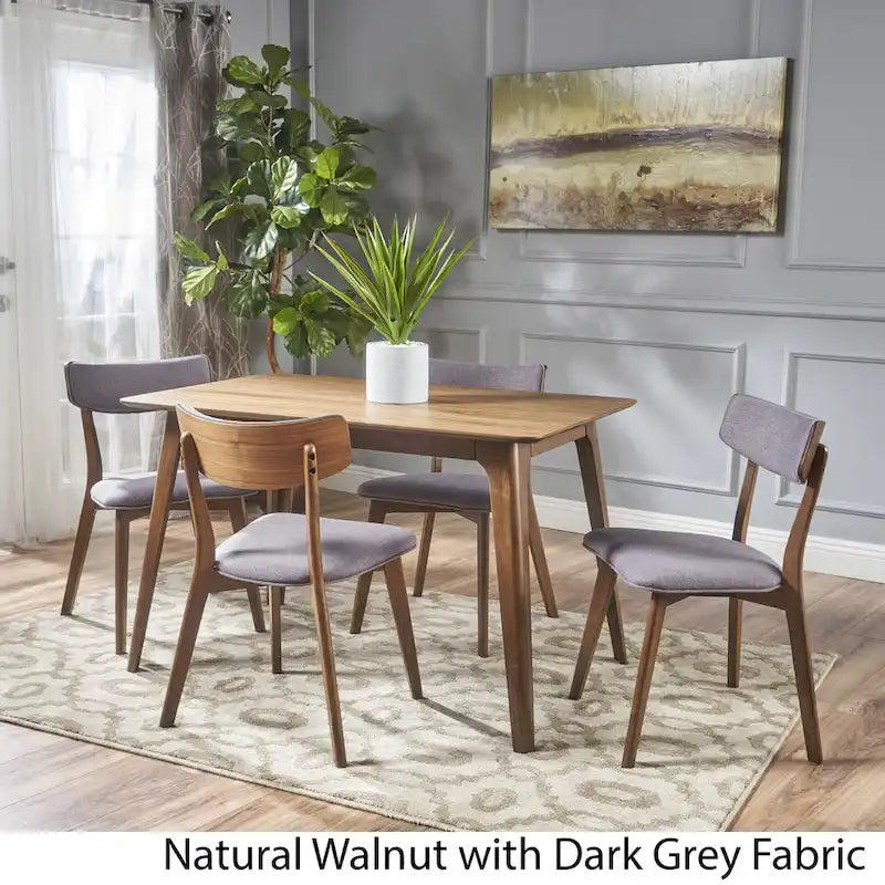 Megann Mid-Century 5-Piece Rectangular Wood Dining Set by Christopher Knight Home 5