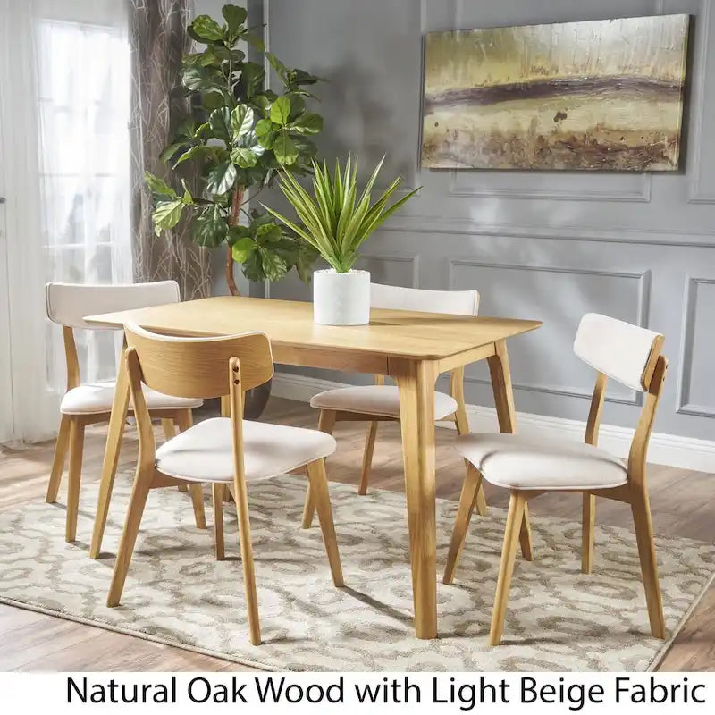 Megann Mid-Century 5-Piece Rectangular Wood Dining Set by Christopher Knight Home 7