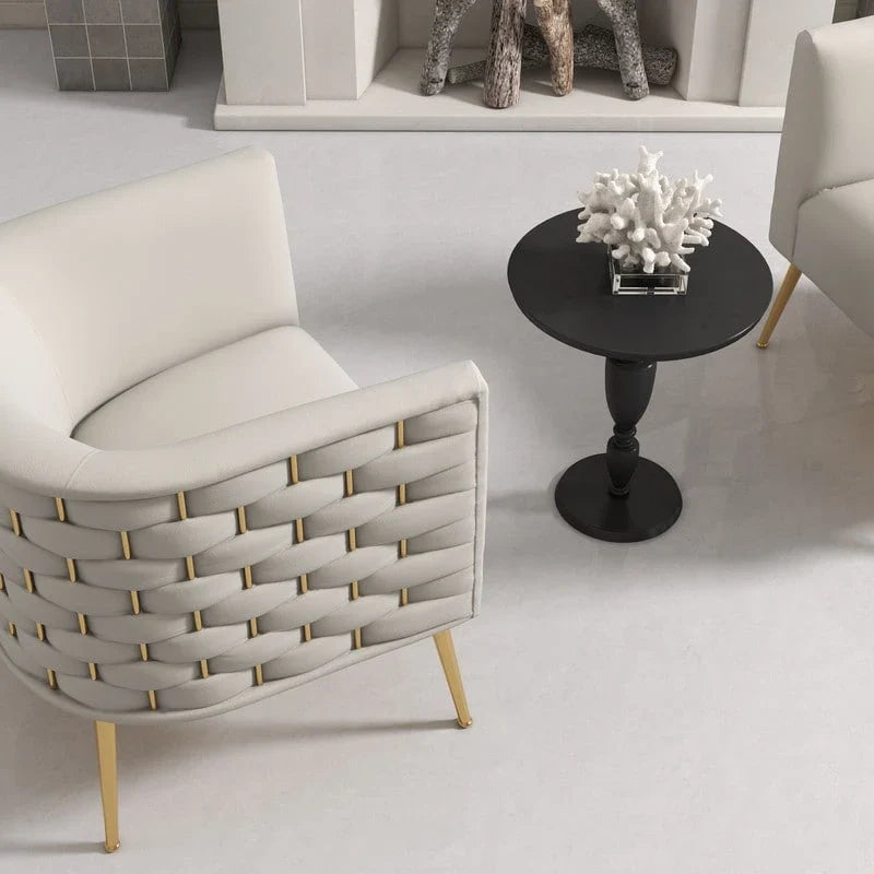 Set of 2 SEYNAR Mid-Century Modern Velvet Round Accent Chairs for Living Room 11