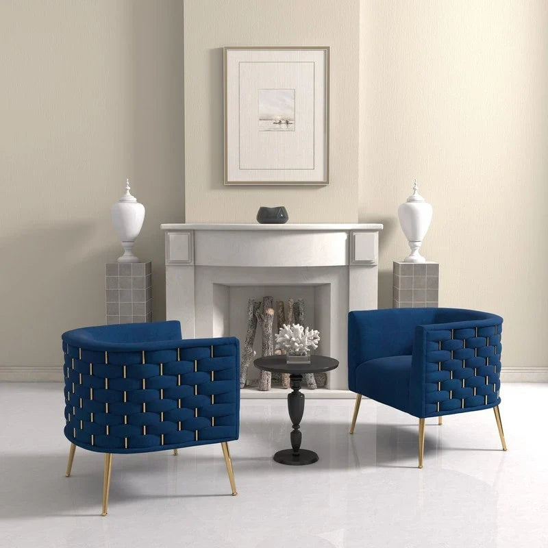Set of 2 SEYNAR Mid-Century Modern Velvet Round Accent Chairs for Living Room 15