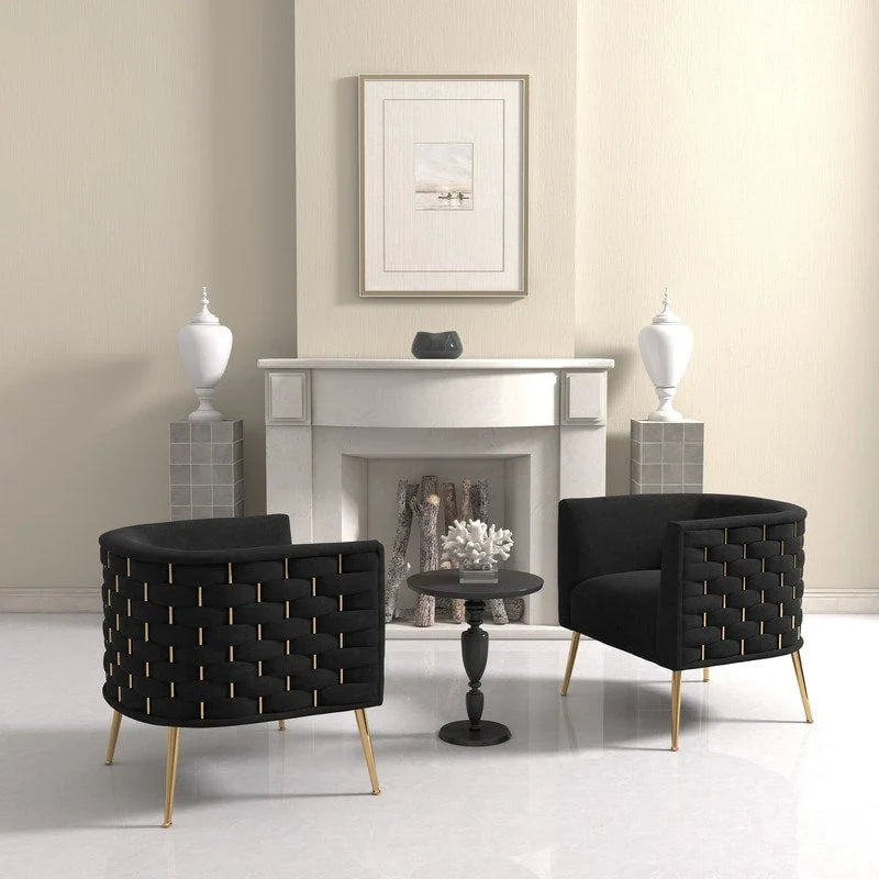 Set of 2 SEYNAR Mid-Century Modern Velvet Round Accent Chairs for Living Room 25