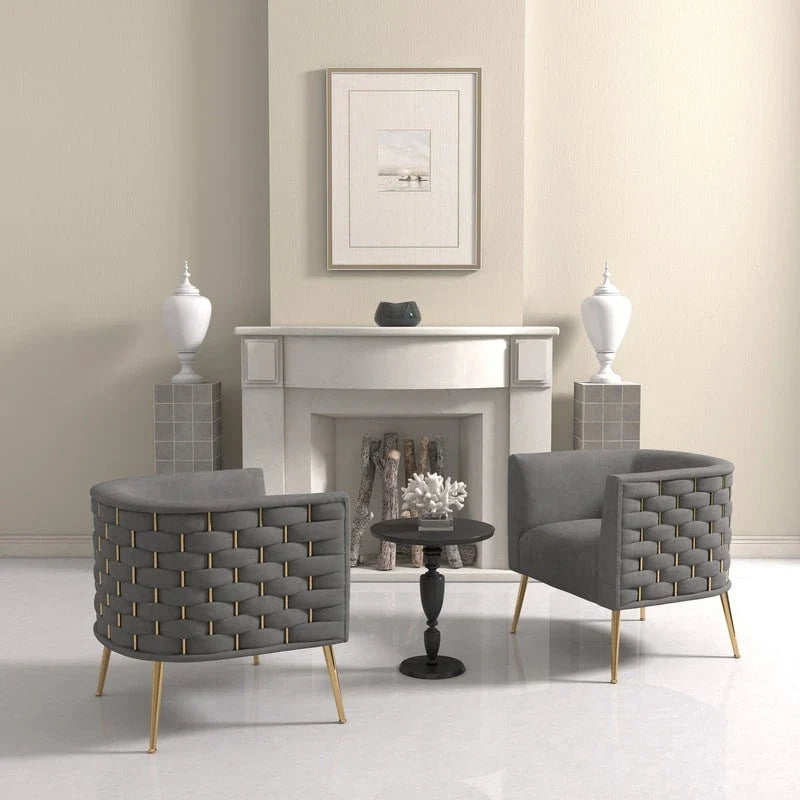 Set of 2 SEYNAR Mid-Century Modern Velvet Round Accent Chairs for Living Room 35