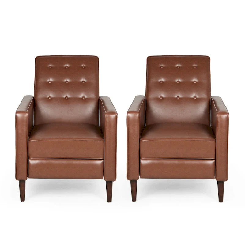 Set of 2 Mervynn Mid-Century Button-Tufted Recliners by Christopher Knight Home 12