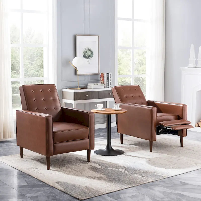 Set of 2 Mervynn Mid-Century Button-Tufted Recliners by Christopher Knight Home 1