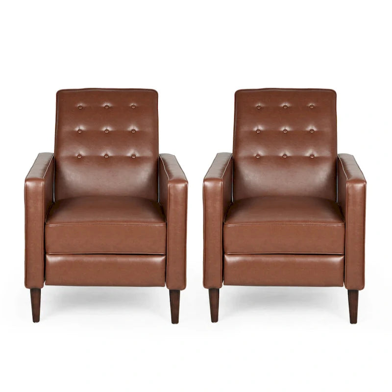 Set of 2 Mervynn Mid-Century Button-Tufted Recliners by Christopher Knight Home 2