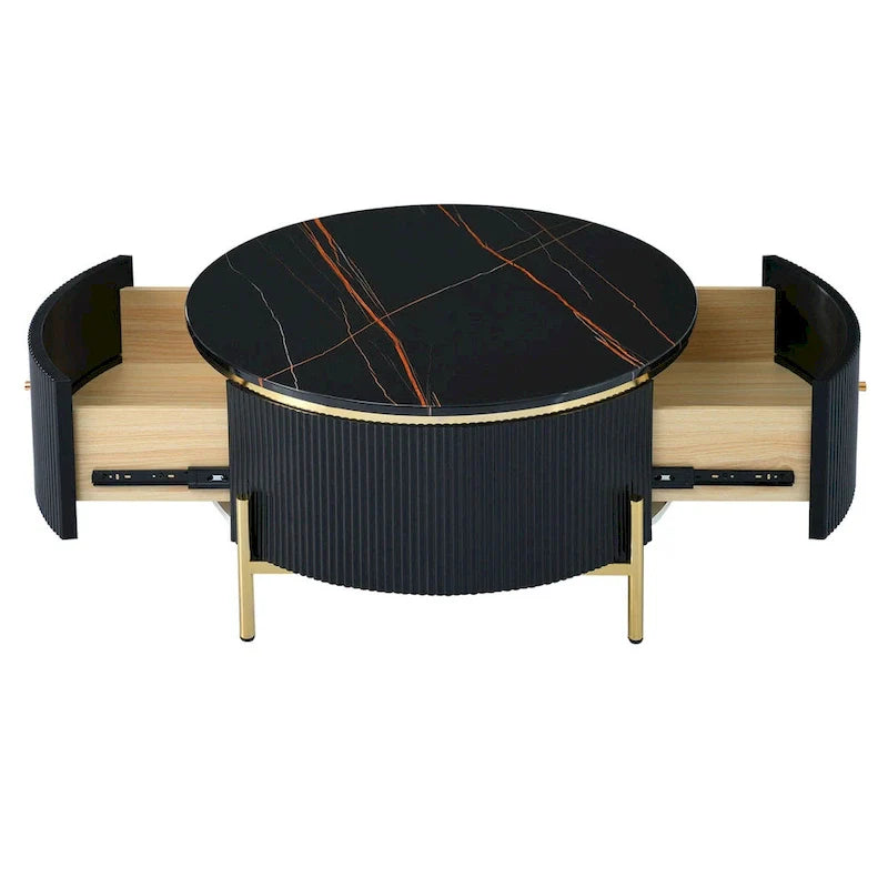 Merax Contemporary Round Coffee Table Featuring 2 Spacious Drawers 11