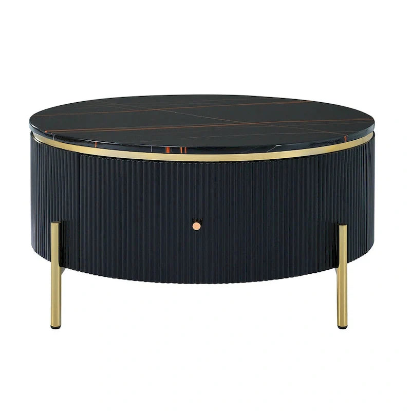 Merax Contemporary Round Coffee Table Featuring 2 Spacious Drawers 12