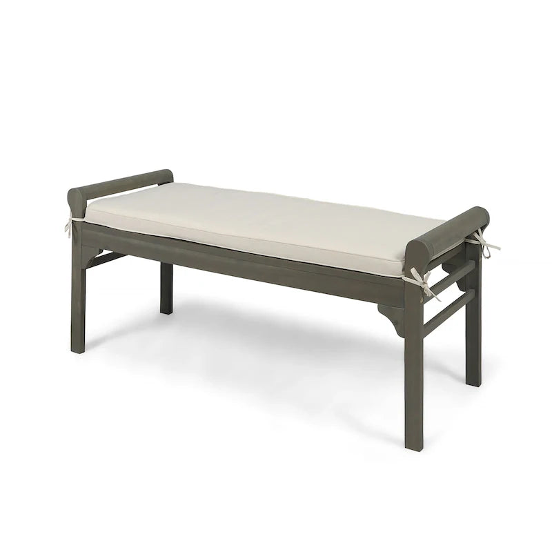 Christopher Knight Home Nelson Rustic Acacia Wood Bench with Cushion 21
