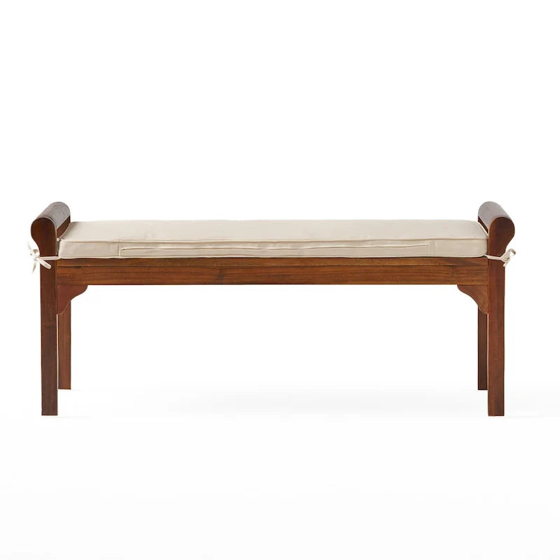 Christopher Knight Home Nelson Rustic Acacia Wood Bench with Cushion 3
