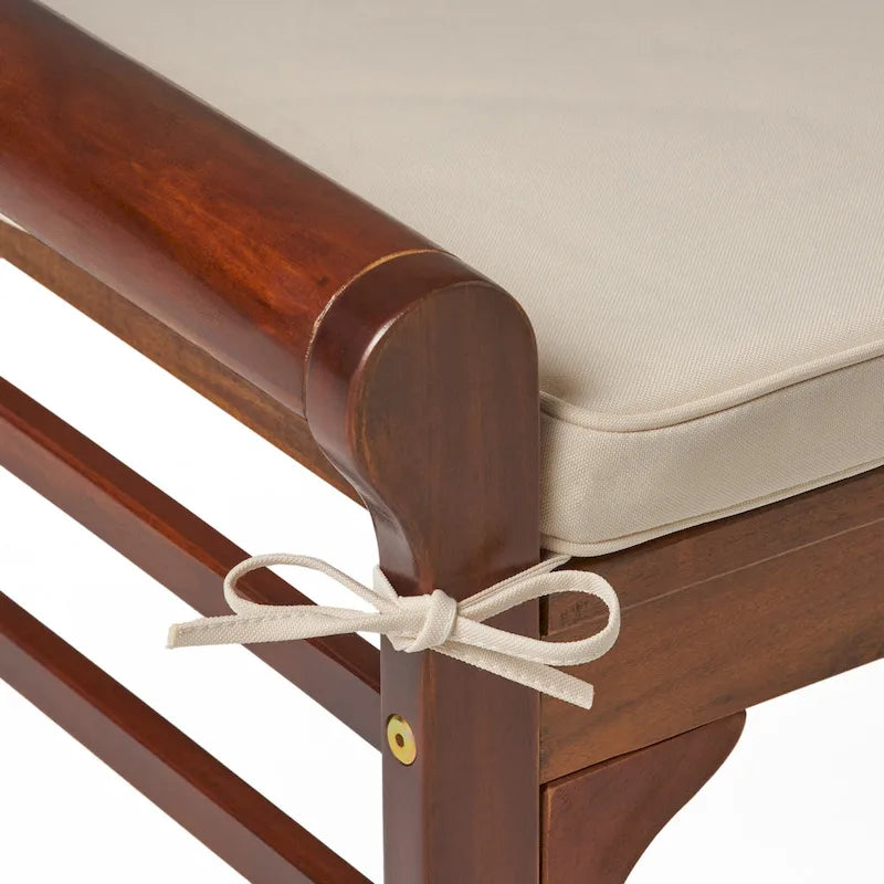 Christopher Knight Home Nelson Rustic Acacia Wood Bench with Cushion 5