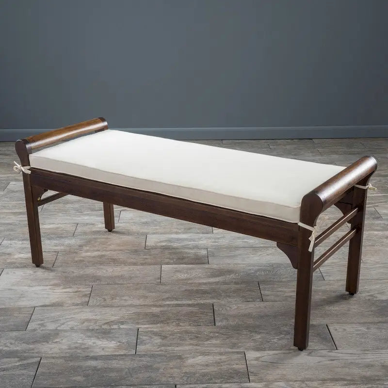 Christopher Knight Home Nelson Rustic Acacia Wood Bench with Cushion 7