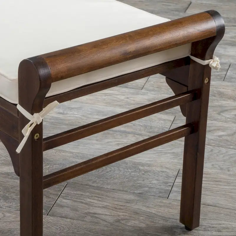 Christopher Knight Home Nelson Rustic Acacia Wood Bench with Cushion 8