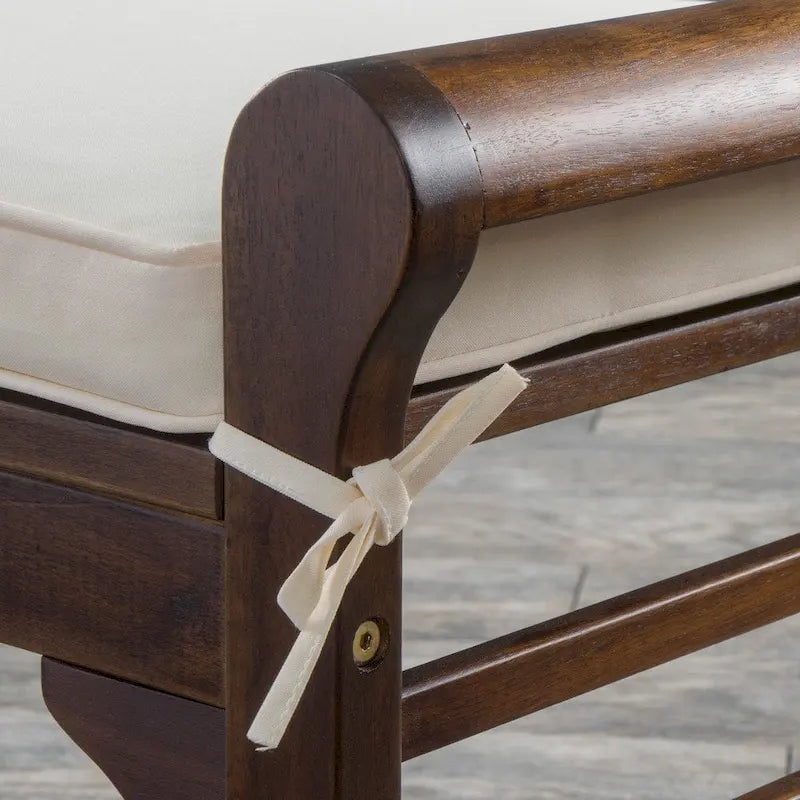 Christopher Knight Home Nelson Rustic Acacia Wood Bench with Cushion 10