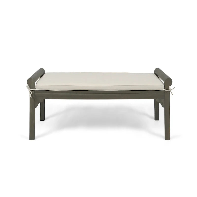 Christopher Knight Home Nelson Rustic Acacia Wood Bench with Cushion 11