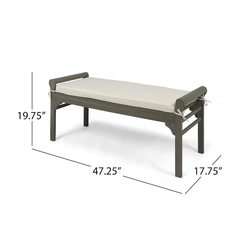 Christopher Knight Home Nelson Rustic Acacia Wood Bench with Cushion 14