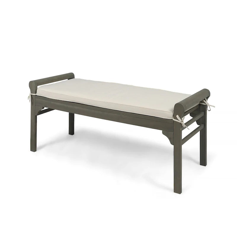 Christopher Knight Home Nelson Rustic Acacia Wood Bench with Cushion 15