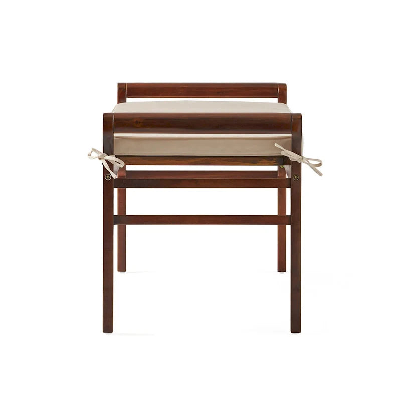 Christopher Knight Home Nelson Rustic Acacia Wood Bench with Cushion 17
