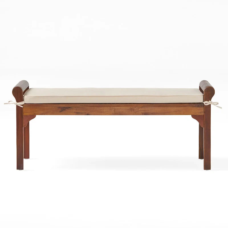 Christopher Knight Home Nelson Rustic Acacia Wood Bench with Cushion 19