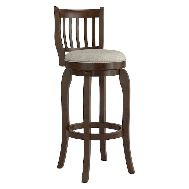 Swivel Bar Stool with Slatted Back and Upholstered Seat 15