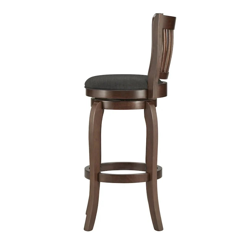 Swivel Bar Stool with Slatted Back and Upholstered Seat 9