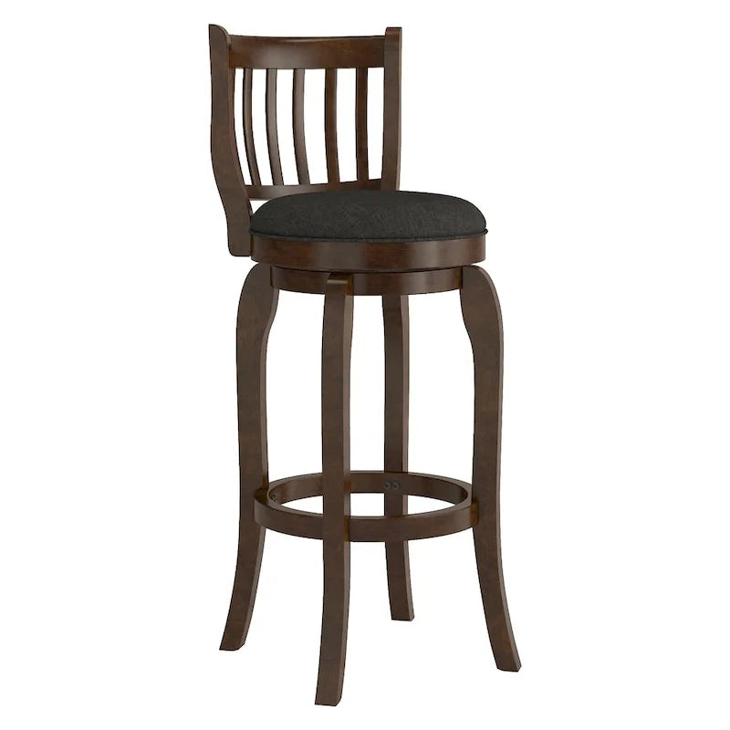Swivel Bar Stool with Slatted Back and Upholstered Seat 10
