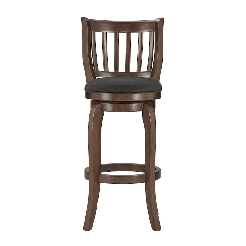 Swivel Bar Stool with Slatted Back and Upholstered Seat 11