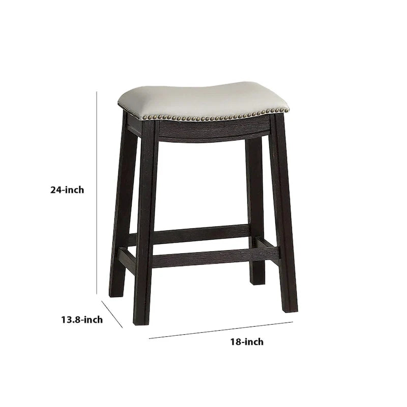 Set of 2 Gray Curved Leatherette Counter Stools with Nailhead Trim 5