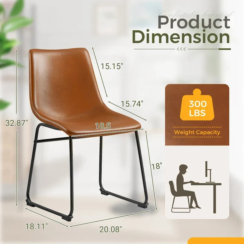 Set of 2 Homall Brown PU Leather Counter Bar Stools with Backrest and Footrest 7