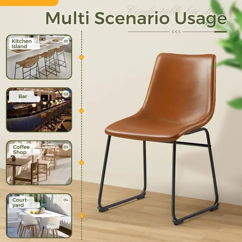 Set of 2 Homall Brown PU Leather Counter Bar Stools with Backrest and Footrest 9