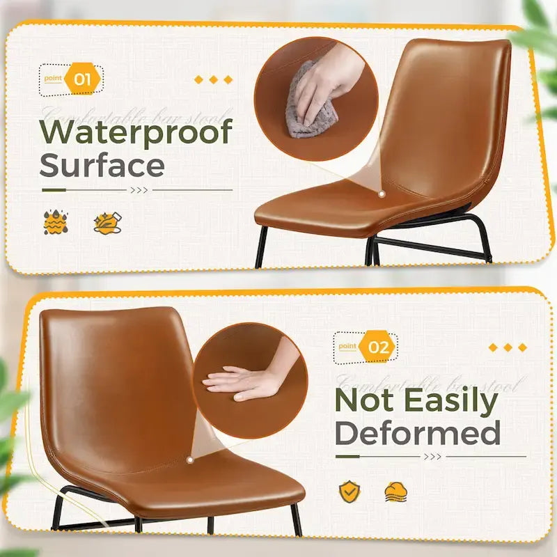 Set of 2 Homall Brown PU Leather Counter Bar Stools with Backrest and Footrest 10