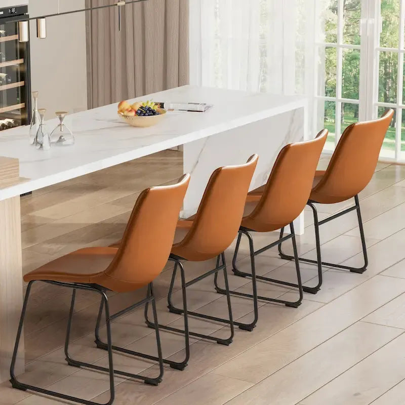 Set of 2 Homall Brown PU Leather Counter Bar Stools with Backrest and Footrest 11