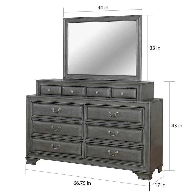 Oslo Classic 2-Piece Dresser and Mirror Set with 10 Drawers by Furniture of America 4